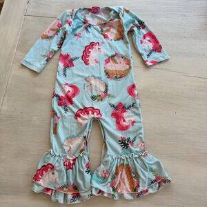 Isla Grace Baby‎ Girls Unicorn Ruffle Bell Bottom Romper Jumpsuit 6 9 Months
